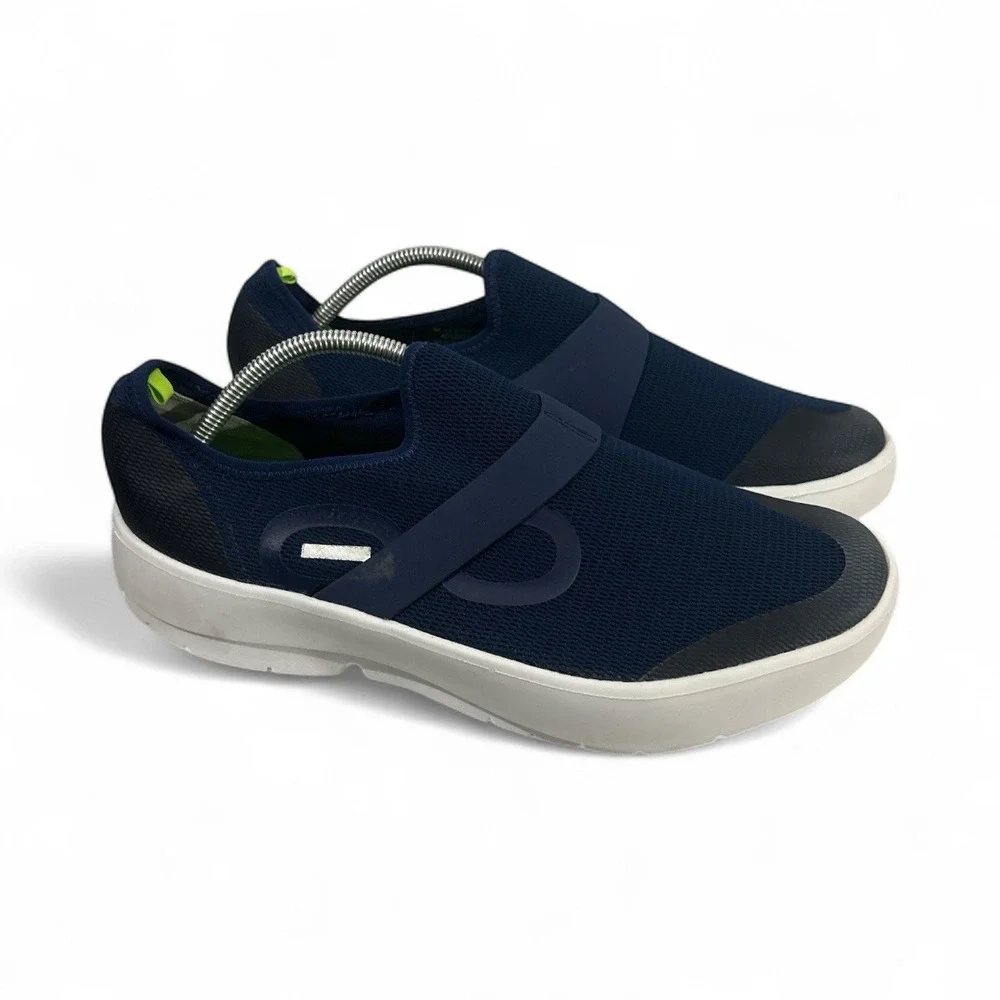 OOFOS OOmg‎ Mesh Low Men's Trainer Navy/White Slip‑On Comfort Recovery Size 12.5